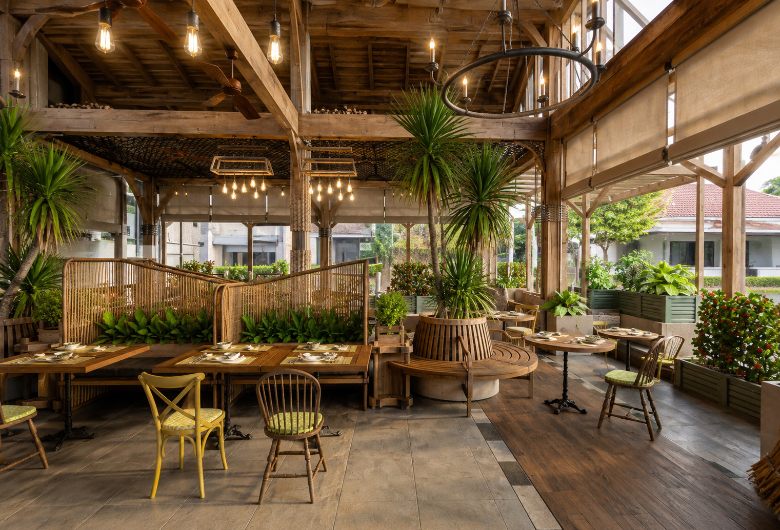 The Harvest Kitchen garden terrace seating