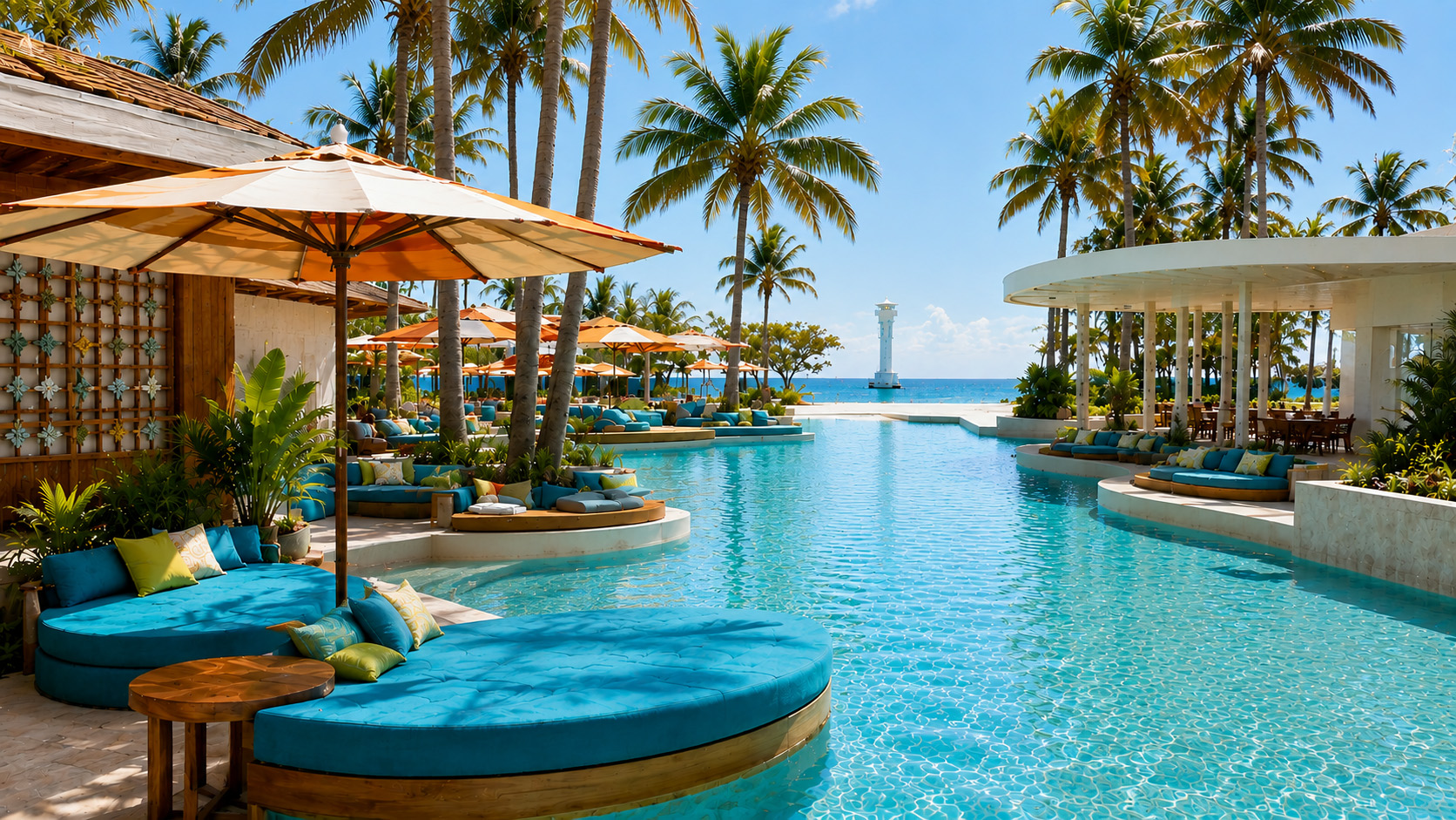 LOM Restaurant pool deck and lighthouse view