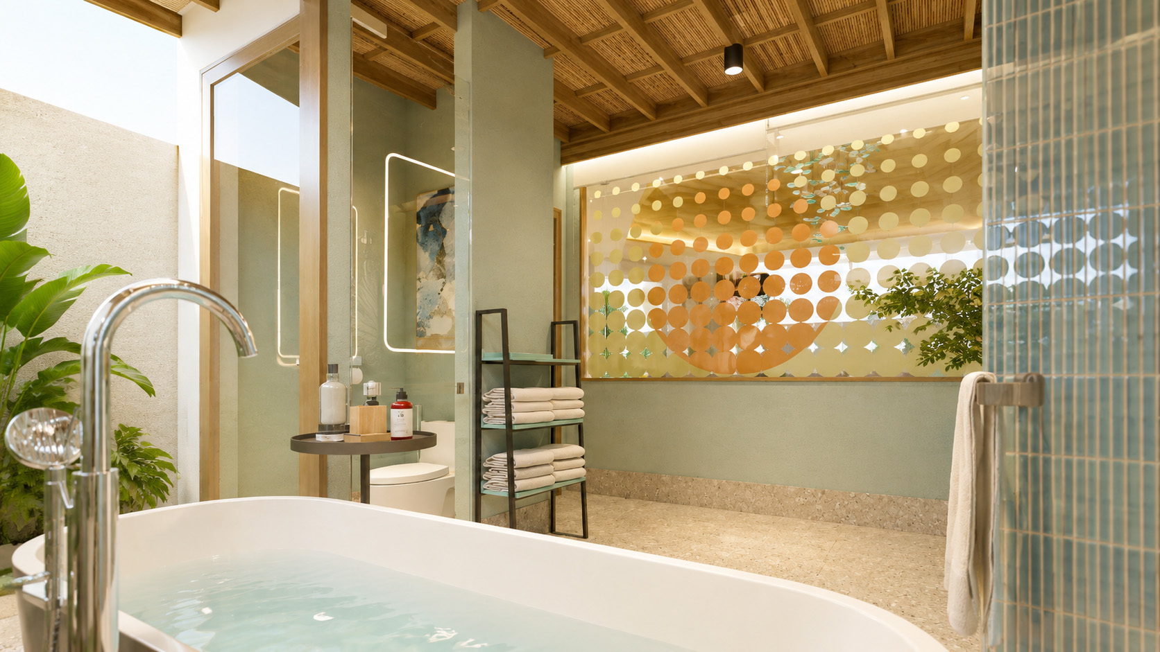 Garden Pool Villa bathroom with separate bathtub